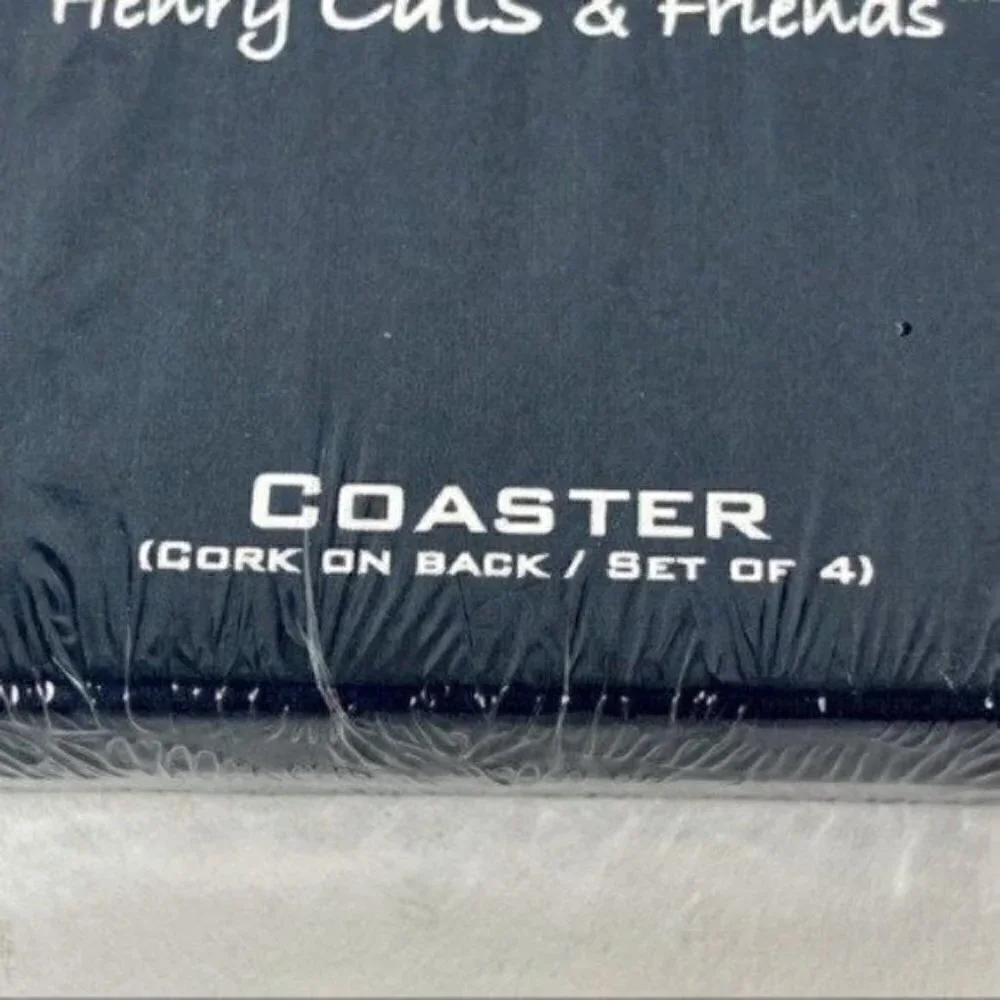 Henry Cats & Friends Cat Coaster ( Set Of 4 ) By Artist Henry Lee Whimsical Gift